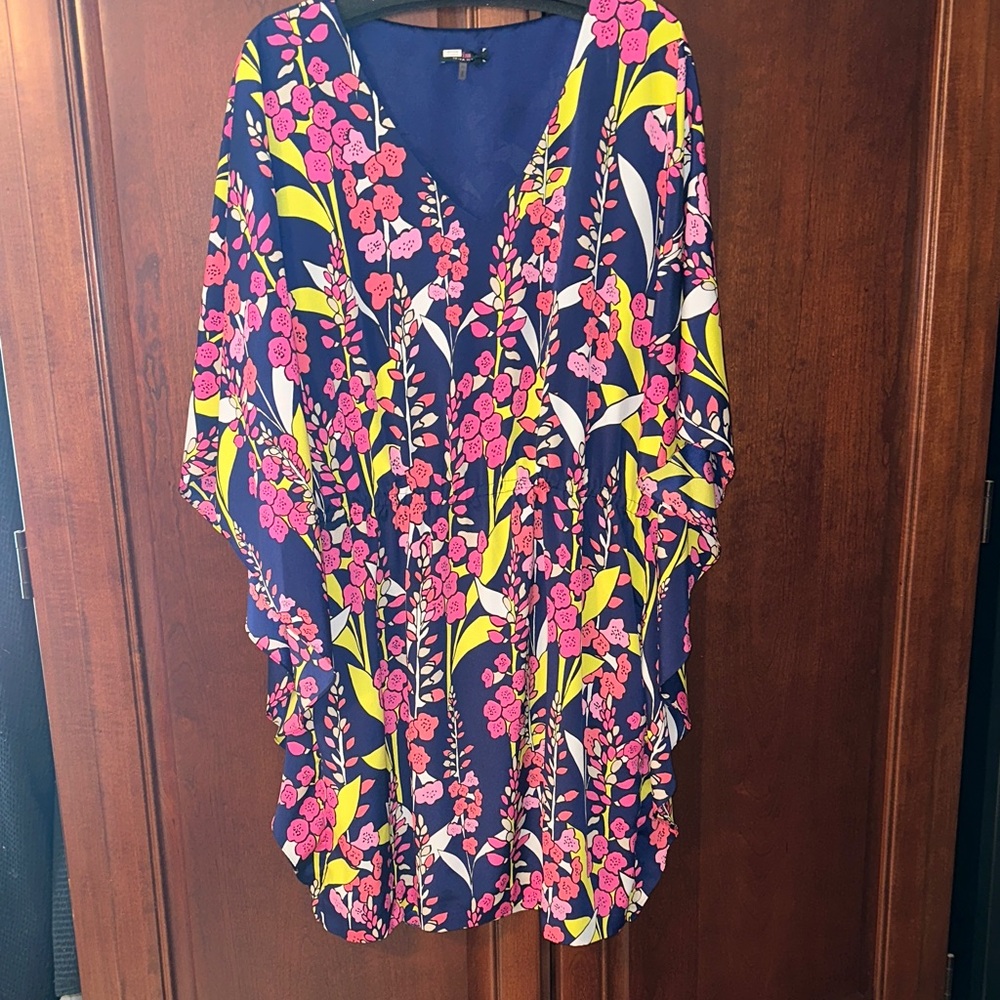 Trina Turk Floral V-Neck Kaftan Dress. Size XL